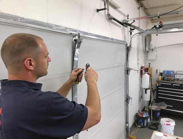 Before and after garage door dent repair by Coventry Garage Door Repair in Coventry
