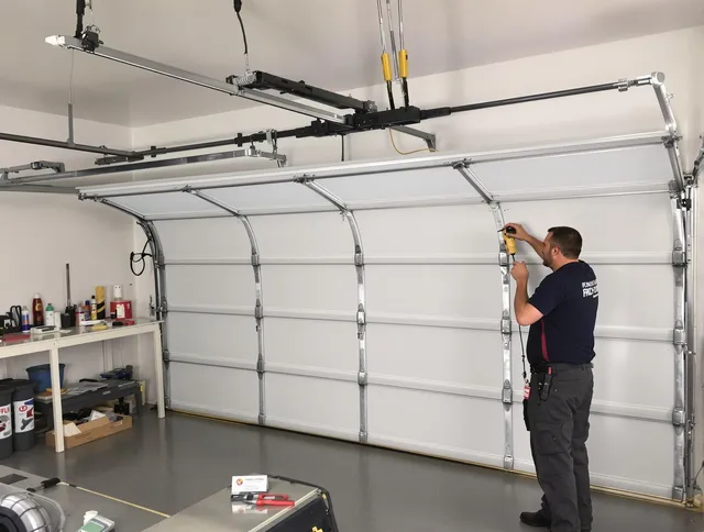 Coventry Garage Door Repair certified technician performing overhead door system repair in Coventry