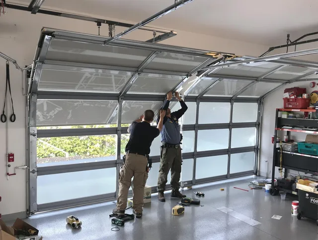 Coventry Garage Door Repair expert performing precise panel replacement on Coventry garage door